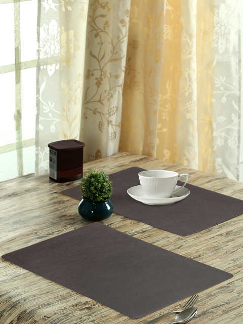 

OBSESSIONS Glory Set of 6 Cream-Coloured Textured Stain Resistant Table Placemats, Brown