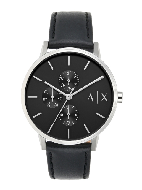 

Armani Exchange Men Black & Silver-Toned Analogue Leather Watch AX2717