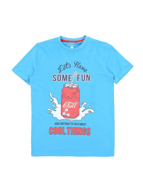 

Pantaloons Junior Boys Blue Printed Round Neck Pure Cotton T-shirt