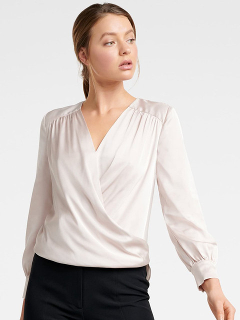 

Forever New Women Off-White Solid Wrap Top
