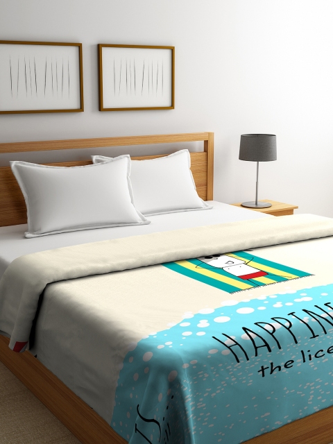 

Portico New York Blue & Off-White Abstract AC Room 210 GSM Double Bed Blanket