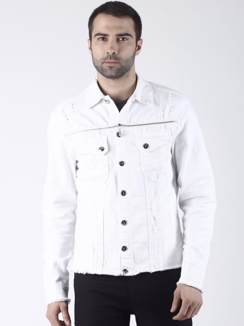 

Rex Straut Jeans Men White Solid Denim Jacket