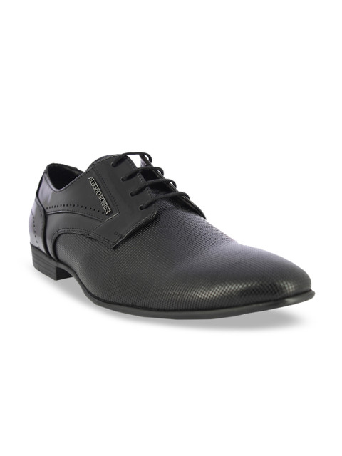 

Alberto Torresi Men Black Textured Leather Formal Derbys