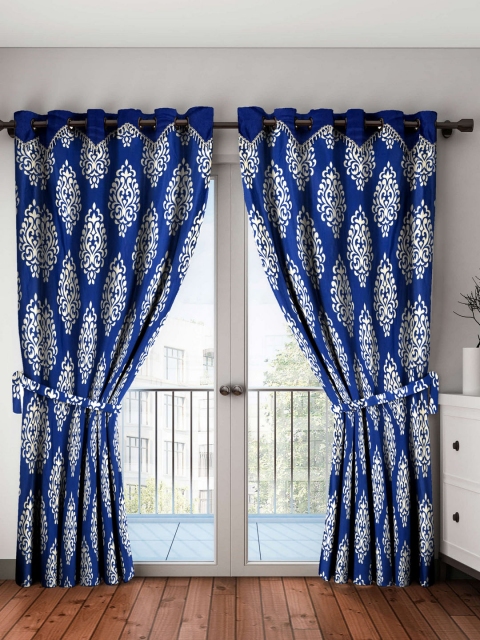 

Home Sizzler Blue & Off-White Set of 2 Long Door Curtains