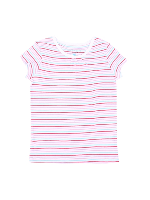 

Pantaloons Junior Girls Pink Striped Round Neck T-shirt