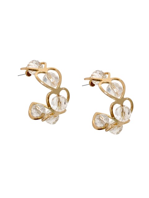 

Foxy Sperks White & Gold-Toned Circular Silver-Plated Half Hoop Earrings