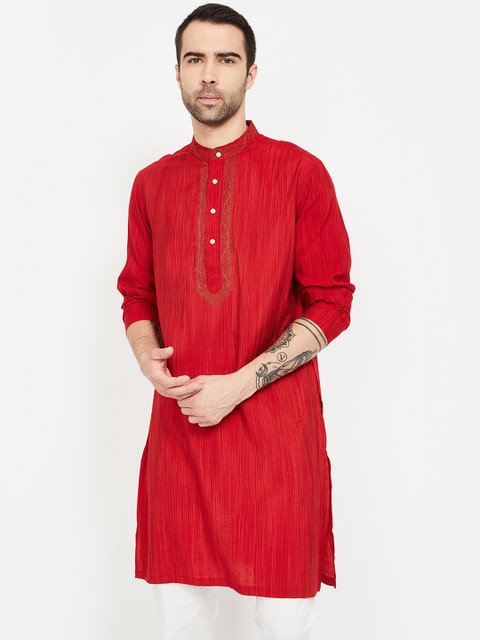 

Melange by Lifestyle Men Red Solid Straight Kurta