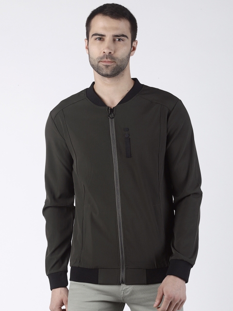 

Rex Straut Jeans Men Olive Green Solid Bomber Jacket