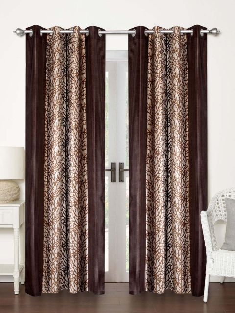 

Home Sizzler Brown & Beige Set of 2 Long Door Curtains