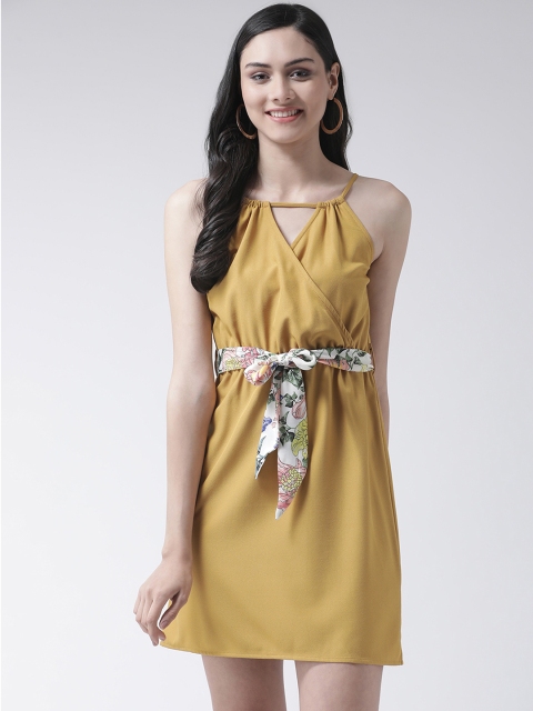 

Leo Sansini Women Mustard Yellow Solid A-Line Dress