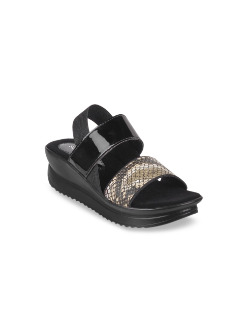 

SOLE HEAD Women Black & Beige Animal Printed Heels