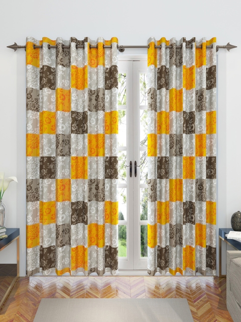 

Divine Casa Orange & Brown Set of 2 Door Curtains