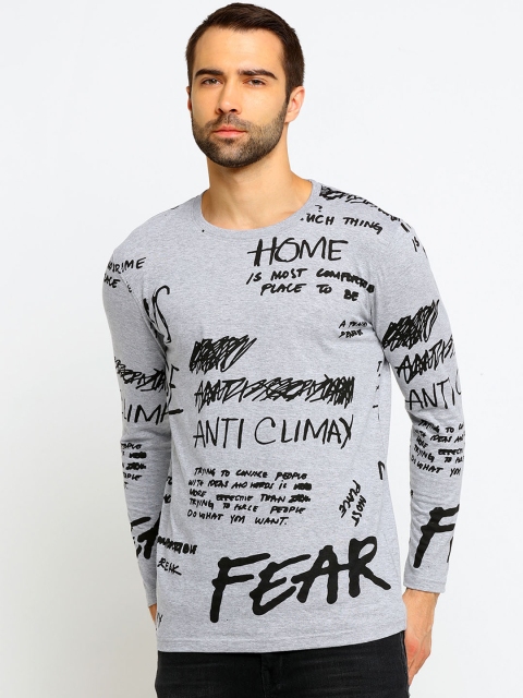 

Maniac Men Grey Printed Round Neck T-shirt