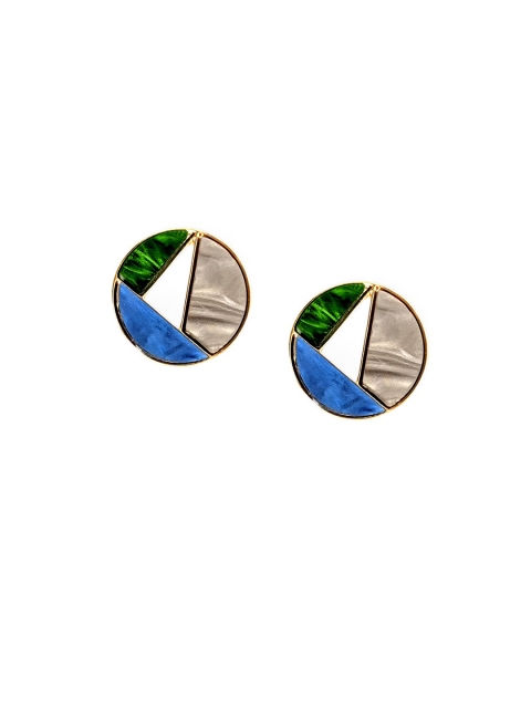 

Foxy Sperks Blue & Gold-Plated Geometric Studs