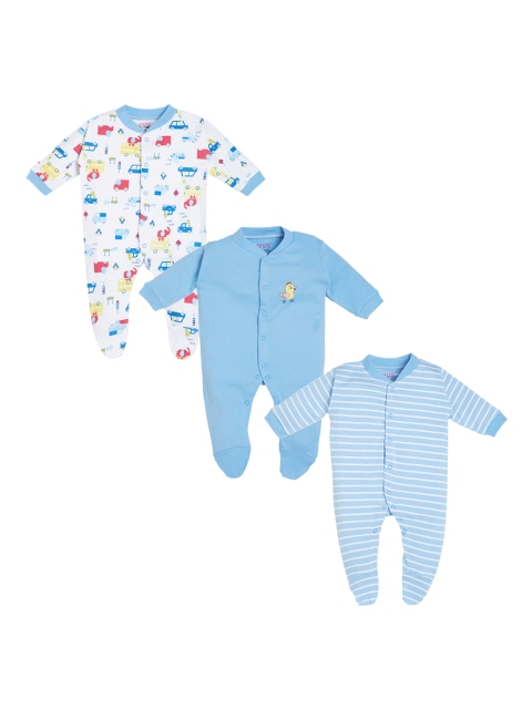 

BUMZEE Kids Pack of 3 Printed Sleepsuits, Blue