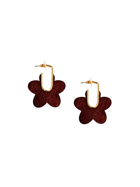 

Foxy Sperks Maroon Gold-Plated Floral Studs