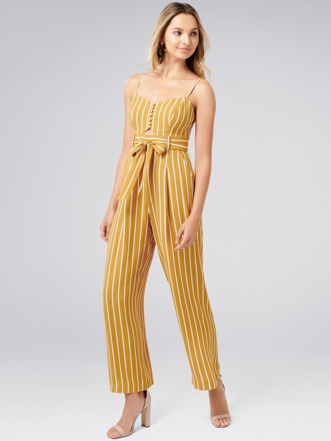 

Forever New Women Yellow & White Striped Basic Jumpsuit