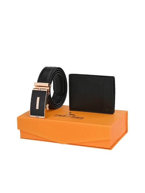 

Pacific Gold Men Black Belt & Wallet Accessory Gift Set