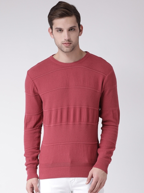 

Club York Men Pink Self Design Pullover Sweater