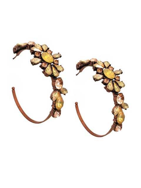 

Foxy Sperks Peach-Coloured Circular Gold-Plated Half Hoop Earrings
