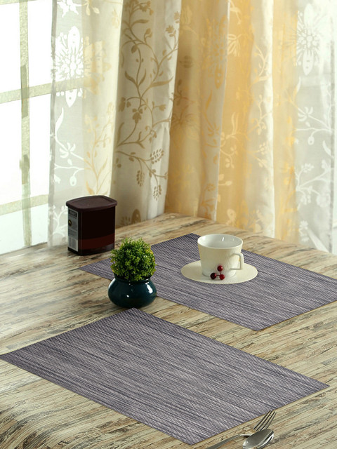 

OBSESSIONS Vinyl Maze Set of 6 Grey Textured Stain Resistant Table Placemats