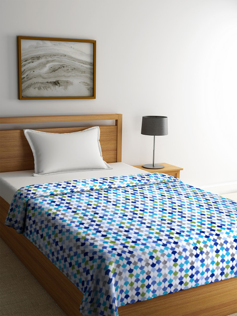 

Portico New York Blue & White Abstract AC Room 210 GSM Single Bed Blanket
