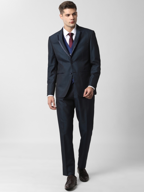 

Peter England Men Navy Blue Self-Design Single-Breasted Slim-Fit Formal Suit