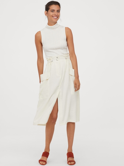 

H&M Women White Solid Modal-Blend Skirt