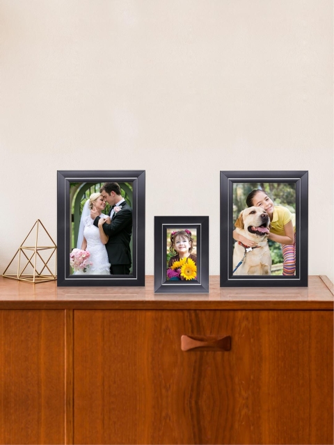 

RANDOM Set of 3 Black and Silver-toned Solid Photo Frames