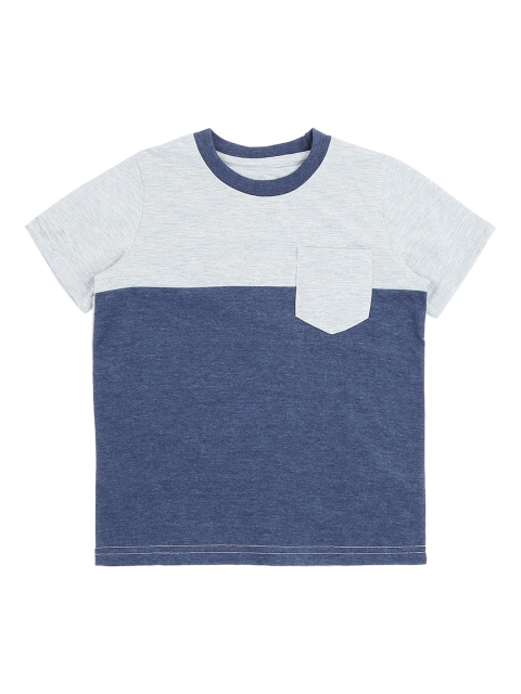

Pantaloons Junior Boys Grey Colourblocked Round Neck Pure Cotton T-shirt