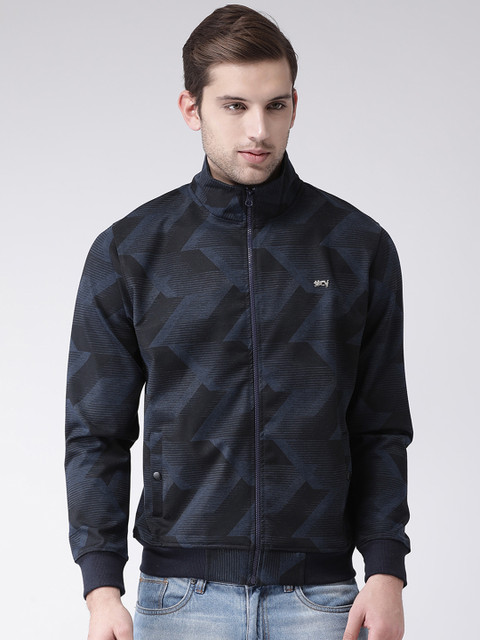 

Club York Men Navy Blue & Black Printed Sweatshirt