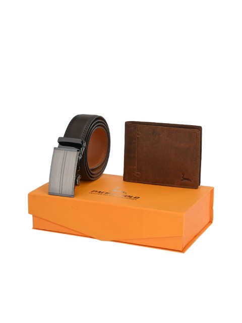 

Pacific Gold Men Brown Belt & Wallet Accessory Gift Set