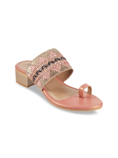 

SOLE HEAD Women Pink & Brown Woven Design Sandals