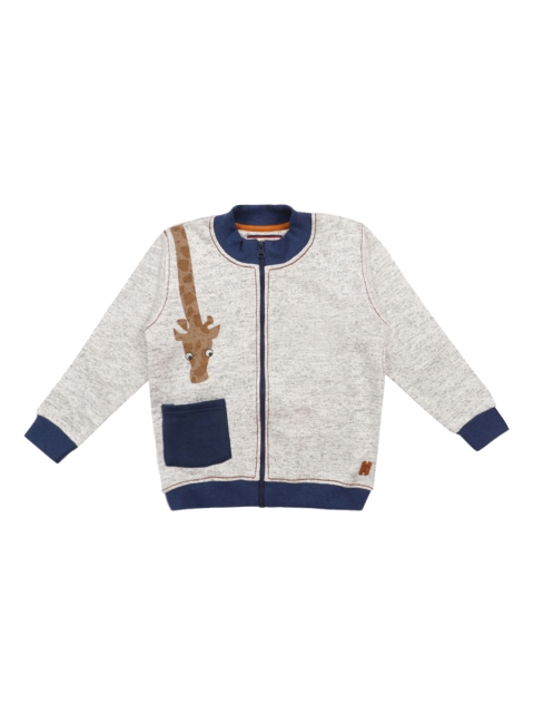 

Lil Tomatoes Boys Off-White & Navy Blue Printed Bomber Jacket