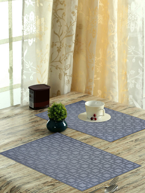 

OBSESSIONS Vinyl Maze Set of 6 Grey Textured Stain Resistant Table Placemats