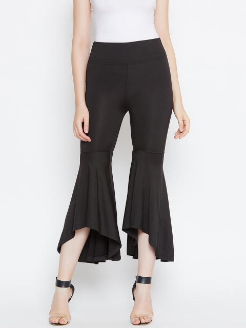 

CHROME & CORAL Women Black Slim Fit Solid Bootcut Trousers