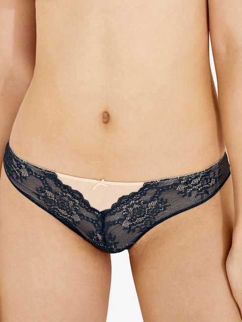 

WOMENSECRET Women Navy Blue & Nude-Coloured Colourblocked Bikini Brief 4214269