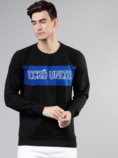 

Ecko Unltd Men Black & Blue Printed Sweatshirt