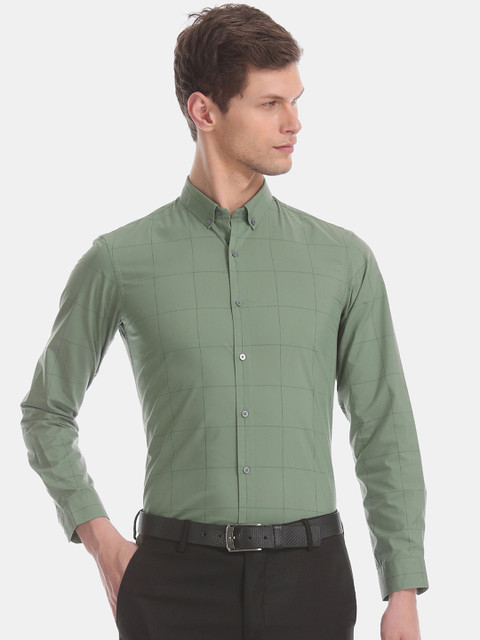 

Arrow New York Men Green Skinny Fit Checked Formal Shirt