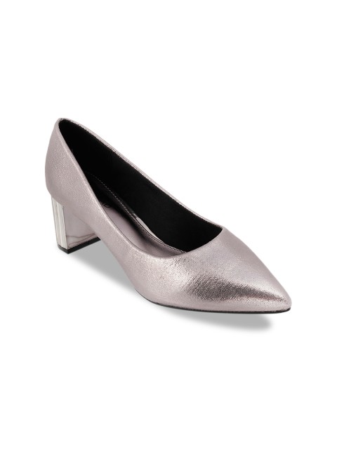 

SOLE HEAD Women Gunmetal-Toned Solid Pumps, Metallic