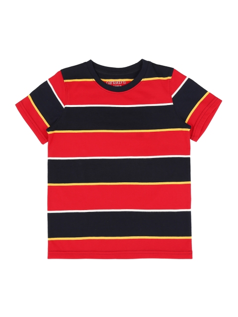 

Pantaloons Junior Boys Red & Black Striped Round Neck T-shirt