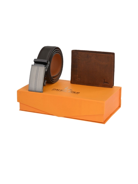 

Pacific Gold Men Brown Belt & Wallet Accessory Gift Set