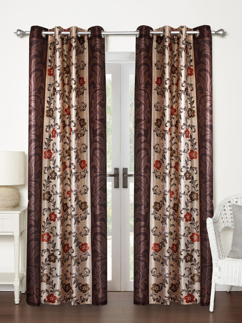 

Home Sizzler Brown Set of 2 Floral Door Curtains