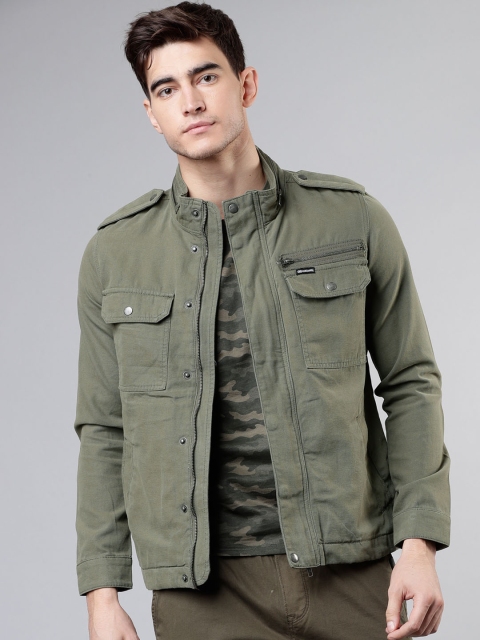 

Ecko Unltd Men Olive Green Solid Denim Jacket