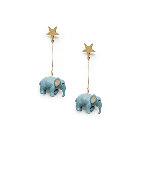 

Foxy Sperks Blue & Gold-Plated Contemporary Drop Earrings