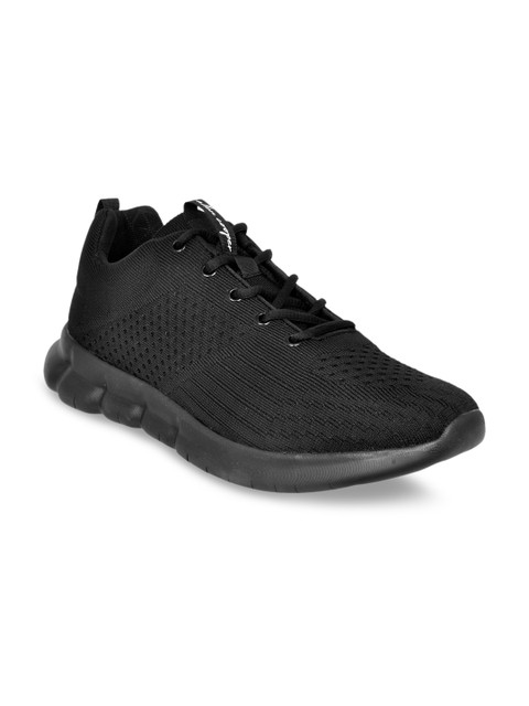 

Allen Cooper Men Black Textile Flyknit Running Shoes