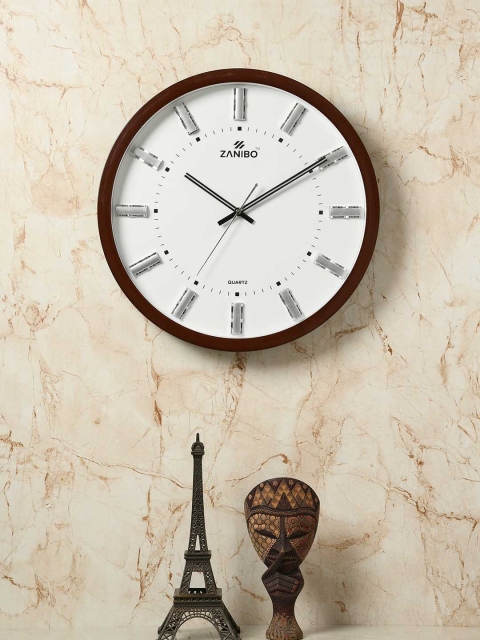

ZANIBO White 37cm Round Solid Analogue Wall Clock