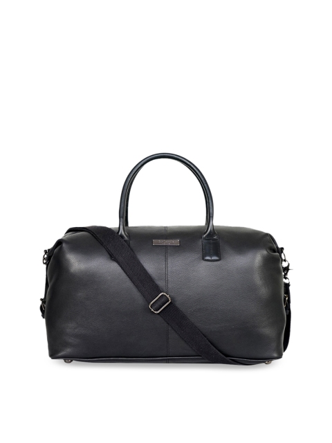 

Justanned Men Black Textured Bovine Leather Duffel Bag