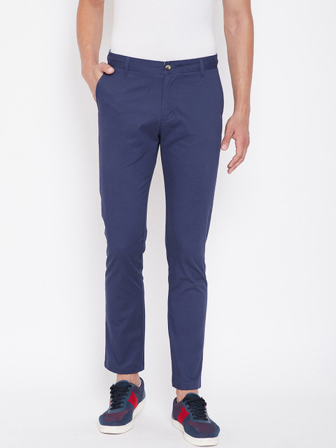 

KROSSSTITCH Men Navy Blue Slim Fit Solid Regular Trousers