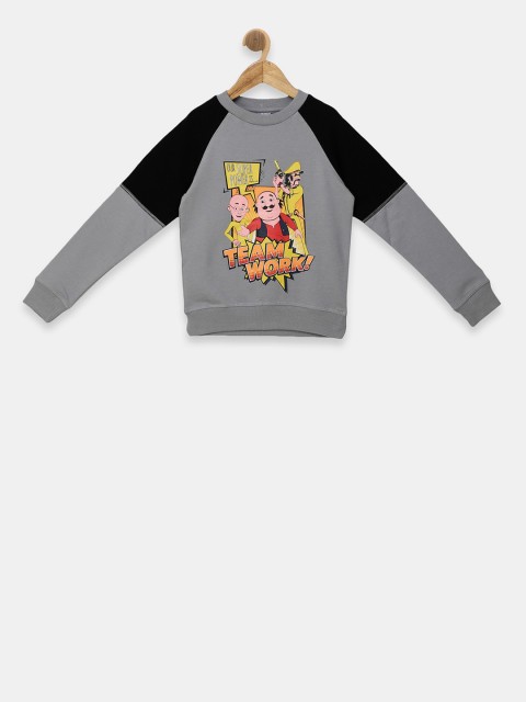 

Motu Patlu Boys Grey & Black Printed Sweatshirt